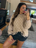 Everly Checkered Sweater - Beige