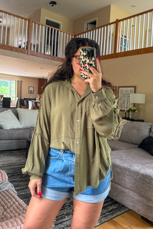 Delilah Button Up- Olive
