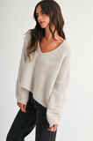 Mae V-Neck Sweater -  Red