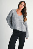 Mae V-Neck Sweater -  Red