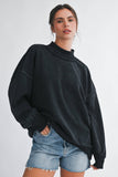 Winnie Oversized Washed Mockneck: Black