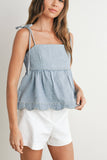 Daisy Denim Tie Top