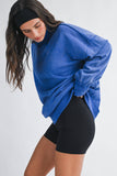 Maeve Mock Neck Crew-Cobalt