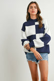 Freya Checkered Mock Neck Sweater