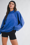 Maeve Mock Neck Crew-Cobalt