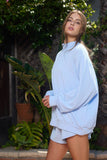 Mock Neck Ribbed Crew