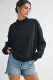 Winnie Oversized Washed Mockneck: Black