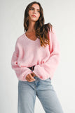 Mae V-Neck Sweater -  Red
