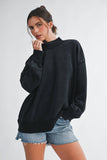 Winnie Oversized Washed Mockneck: Black