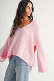 Mae V-Neck Sweater -  Red