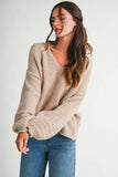Mae V-Neck Sweater -  Red