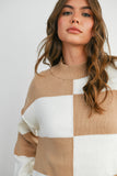 Freya Checkered Mock Neck Sweater