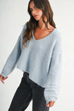Mae V-Neck Sweater -  Red