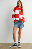 Freya Checkered Mock Neck Sweater