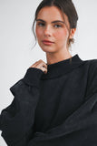 Winnie Oversized Washed Mockneck: Black