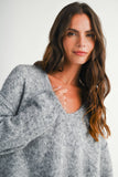 Mae V-Neck Sweater -  Red