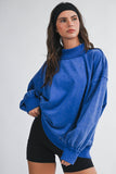 Maeve Mock Neck Crew-Cobalt