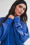Maeve Mock Neck Crew-Cobalt
