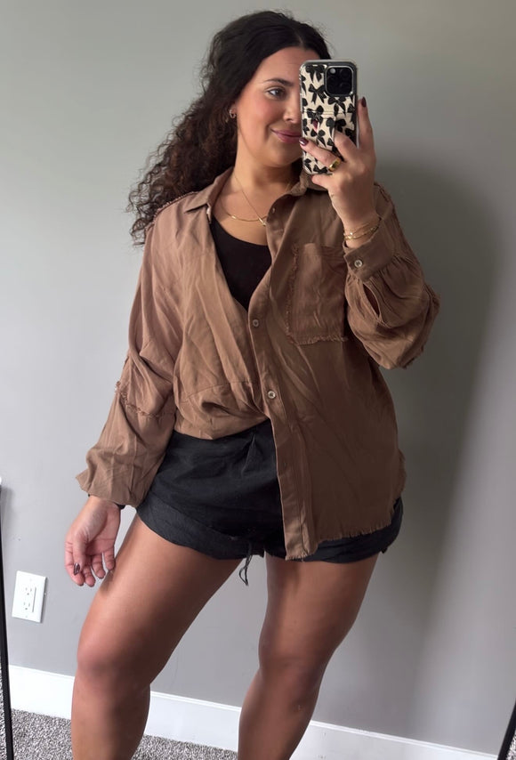 Delilah Button Up- Mocha
