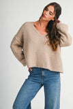 Mae V-Neck Sweater -  Red