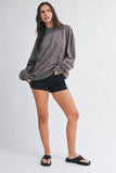 Maeve Mock Neck Crew-Charcoal