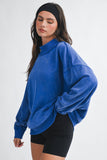 Maeve Mock Neck Crew-Cobalt