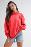 Maeve Mock Neck Crew-Red