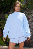 Mock Neck Ribbed Crew