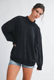 Winnie Oversized Washed Mockneck: Black