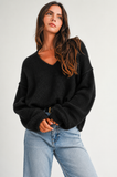 Mae V-Neck Sweater -  Red
