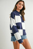 Freya Checkered Mock Neck Sweater